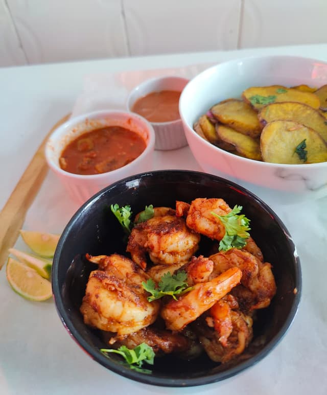Garlic Prawns with Potatoes